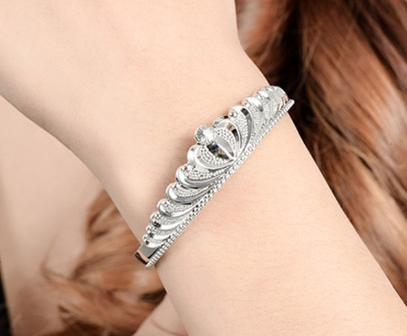 SS11032 S999 Silver Crown Princes opening eternal bracelet